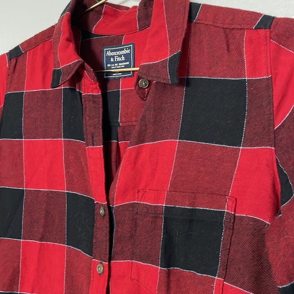 Abercrombie & Fitch Red and Black Plaid Flannel - Picture 2 of 9